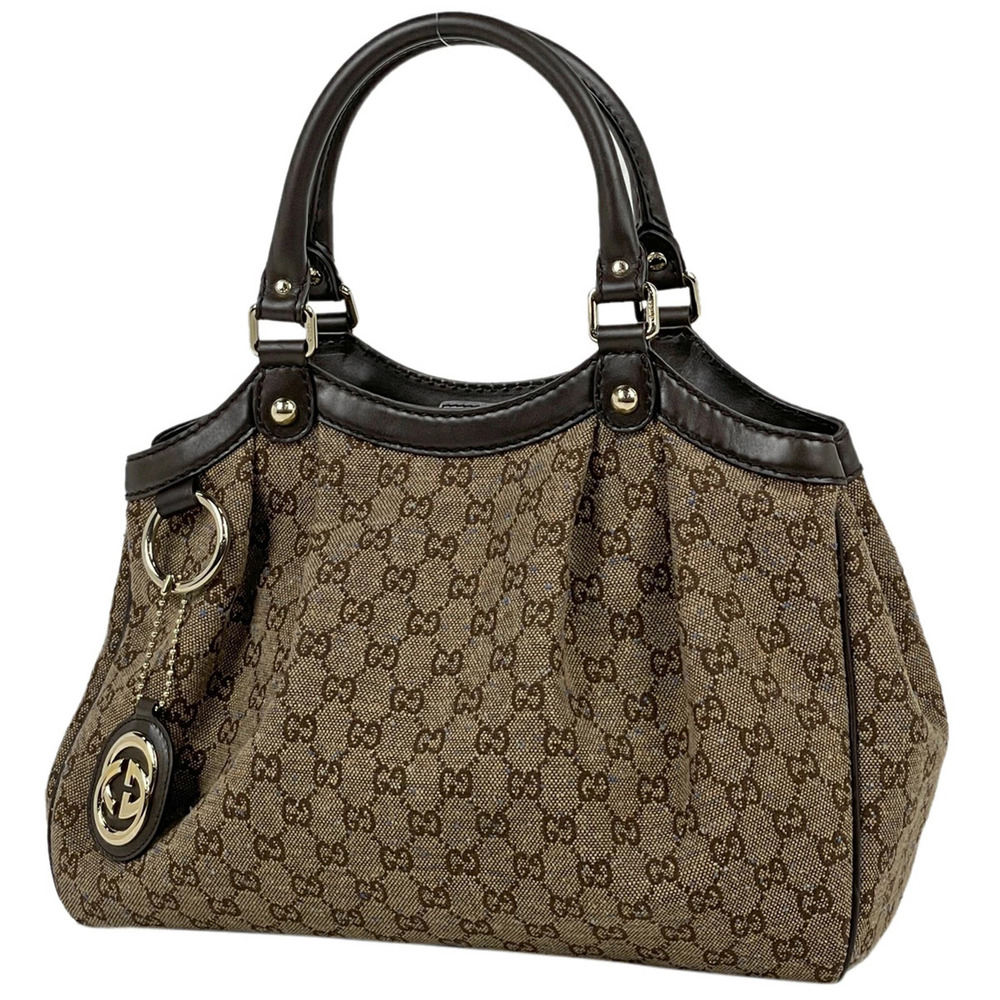 Gucci GG Sukey handbag tote bag tweed canvas brown - Picture 1 of 6